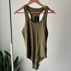 Fashion Nova divine basic army Green Sleeveless Fitted tank Bodysuit M